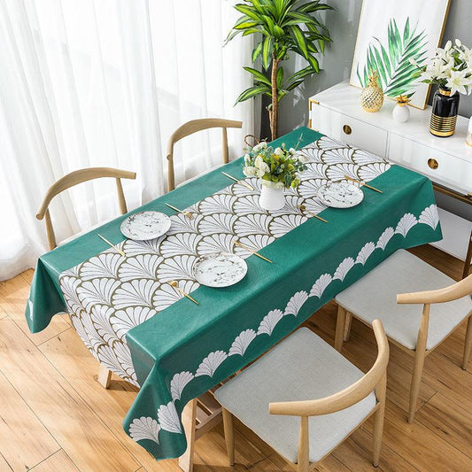 Tablecloth Waterproof Oil-proof Wash-free and Anti-scald Rectangular Table Tea Table Cloth Desk Mat PVC Rectangular Home Table Mat