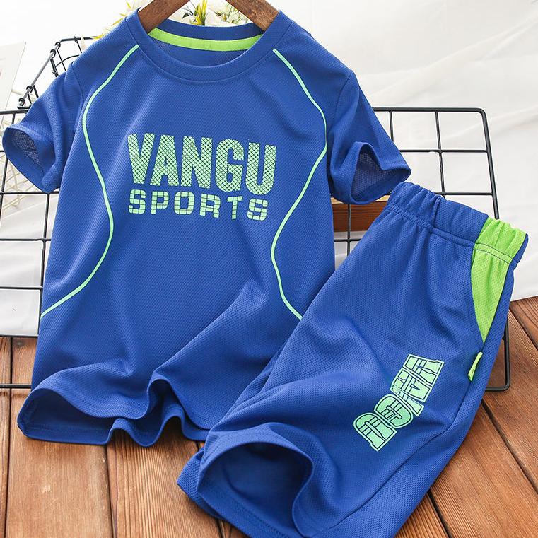 Children Clothing Set Boys and Girls Short-sleeved Shorts Suit Summer Thin Printing Letter Children Quick-drying Sports Two-piece Suit