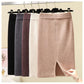 Thick Split Knit Skirt Women Tight Elastic Bodycon Skirt Autumn Winter Mini Pencil Skirt