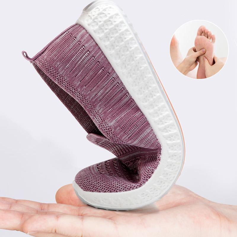 Women's Slip on Flat Shoes Non-slip Soft Bottom Breathable Mesh Knitted Sneakers Casual Sports Shoes Spring and Autumn Outdoor Walking Shoes