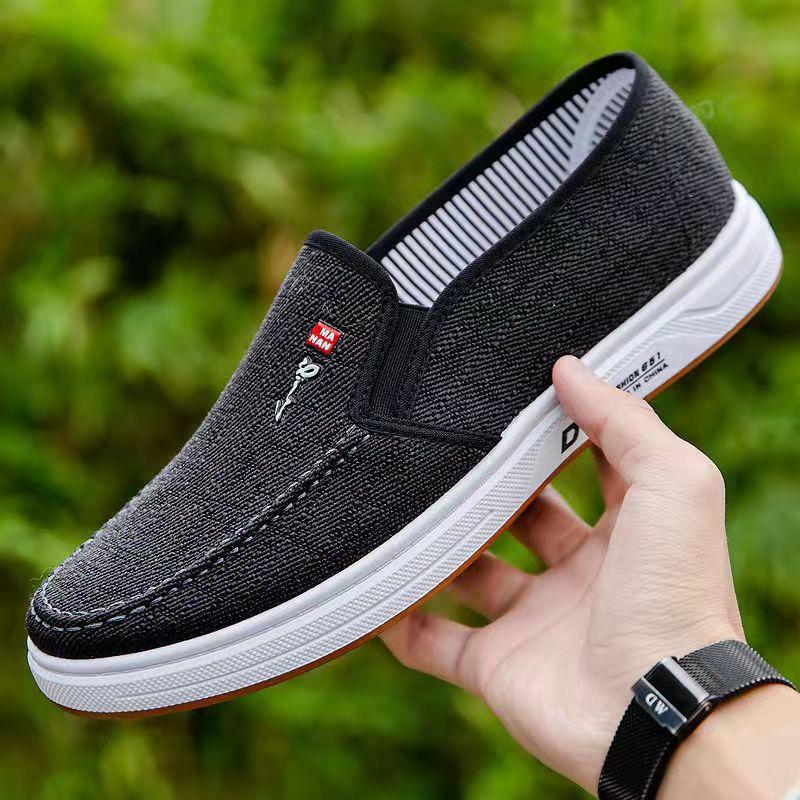 Men's Old Beijing Cloth Shoes Flat Non-slip Work Shoes Tendon Bottom Breathable Canvas Shoes Dad Husband Casual Shoes