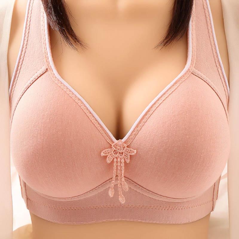 Ladies Large Size Gathering Thin Anti-sagging Underwear Simple Glossy Sweat-absorbing Breathable No Steel Ring Bra