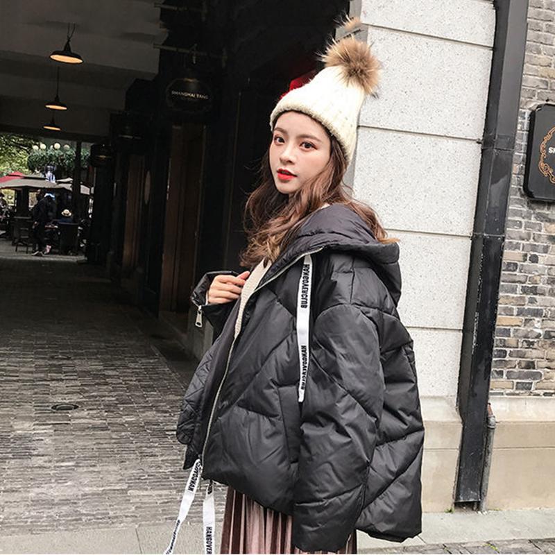 Women's Shiny Short Down Jacket Winter Korean Style Loose Quilted Jacket Casual Stand-collar Padded Jacket