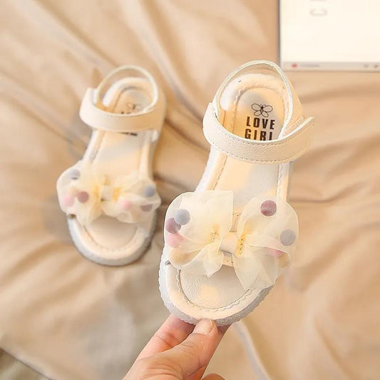 Girls Sandals Summer Bow Princess Shoes Korean Children's Baby Non-slip Soft-soled Beach Shoes