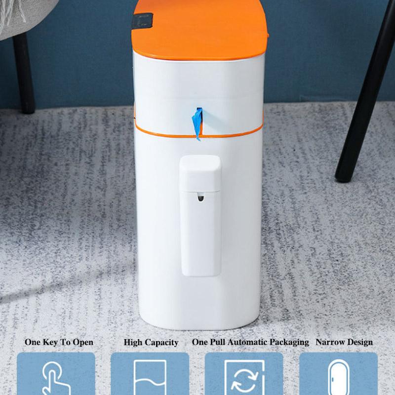 16L Smart Trash Can for Household Bedroom Fully Automatic with Lid Bathroom Deodorant Bedroom Living Room Cracked Trash Can