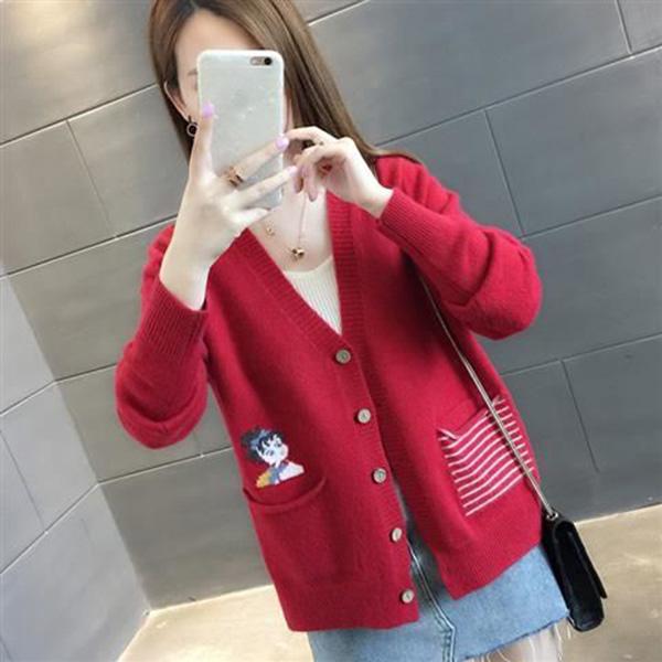 Knit Cardigan Sweater Women's Short Spring and Autumn Sweater Loose Wild Sweater Coat