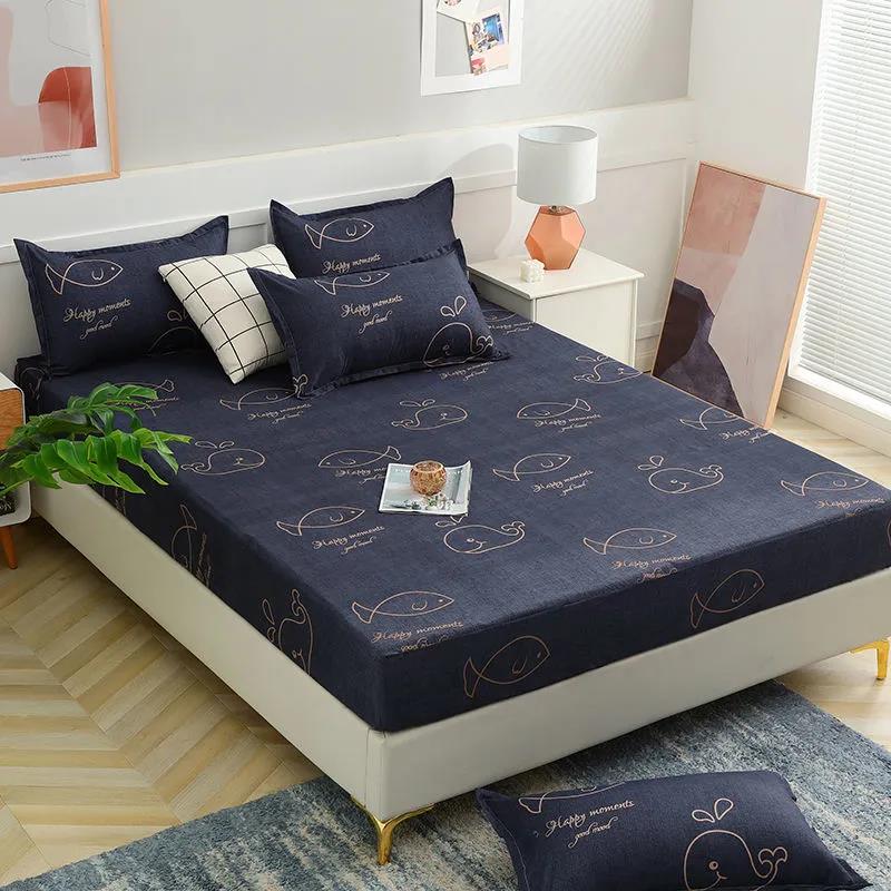 Four Seasons Universal Non-slip Mattress Protector Bed Cover All-inclusive Cotton Mattress Cover Single Double Cartoon Style