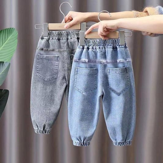 Kids' Pants Summer Jeans Korean Embroidery Print Letter Loose Boys' and Girls' Jeans Pants Pants Casual Pants