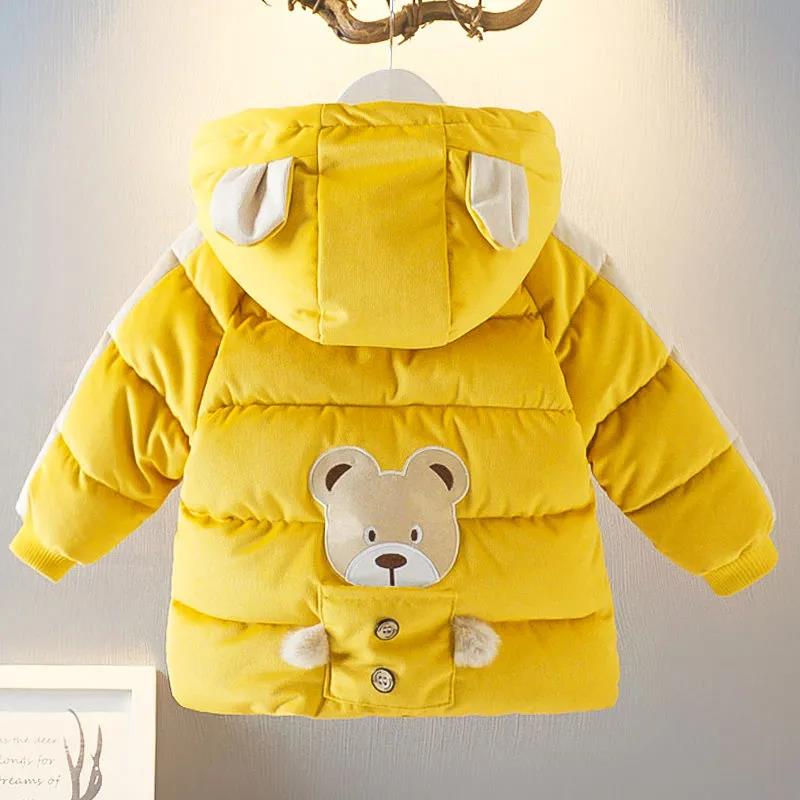 Boy's Padded Jacket New Girl's Padded Jacket Baby Winter Clothes Thick Velvet Mid-length Baby Child Warm Cotton Coat