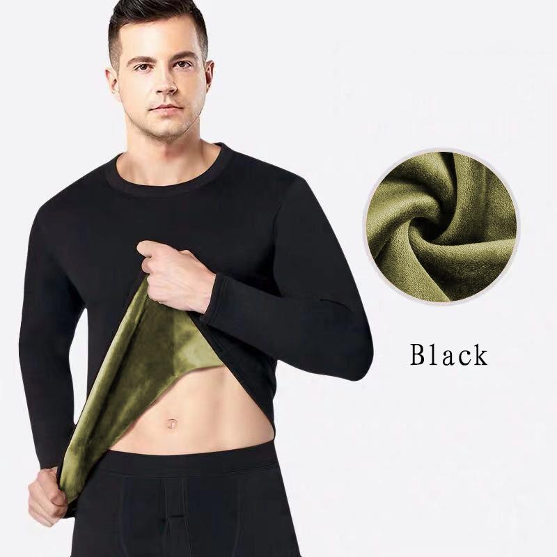 Men Winter Autumn Plus Velvet Thicken Thermal Underwear Tight Suit High Elasticity Comfortable Versatile Soft Lining O-neck Male Long Sleeve Clothes