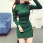 Spring Autumn Women's Knitted Pullover Sweater Sexy  Off-shoulder Long Sleeve Knit Dress Women's Mid-length Bag Hip Base Bodycon Sweater Dress