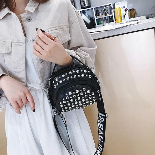 Women's Soft PU Small Bag New Rivet Bag Women's Fashion Shoulder Bag Messenger Bag Cool Women Bag