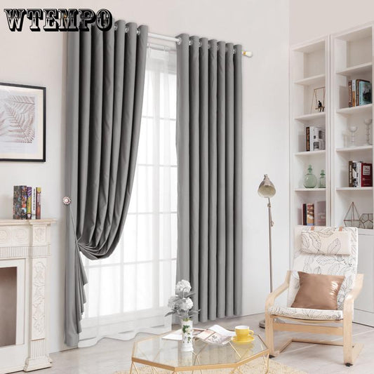 2pcs concise Windows Blackout Curtains with Mesh Yarn Window Drapes