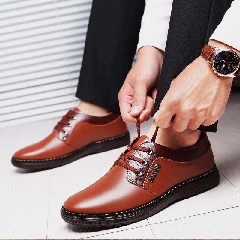 Men's Breathable Leather Shoes Korean Version of The Increase In The Young British Pointed Business Suits Men's Leather Shoes