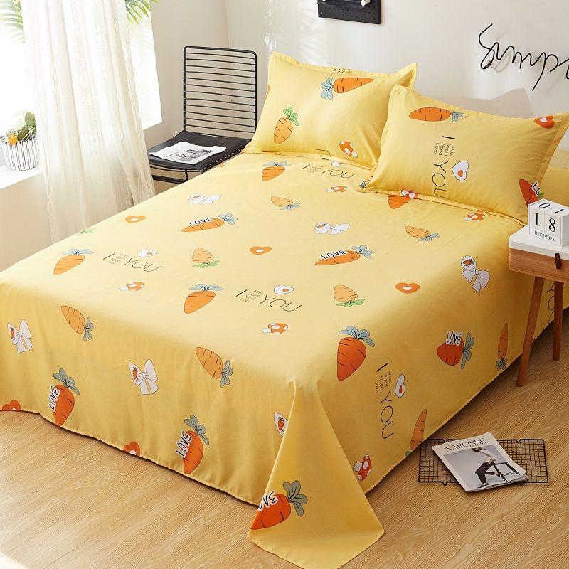 Single Sheet, Two Pillows, Bedding, Double Bed, Single Pillowcase, Cotton, Skin-friendly, Breathable, Sweat-absorbent, Universal