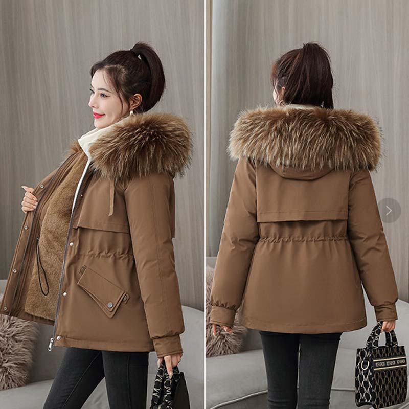 Autumn and Winter Large Cotton-padded Jacket Women's Hooded Pie Overcoming Down Jacket Women's Thickened Warmth Casual Waist Coat