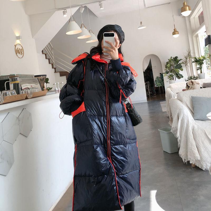 Mid-length Hooded Loose Over-the-knee Down Jacket Women Thick Slim-fitting Jacket Winter Wear