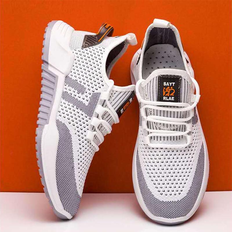 Men's Shoes Flying Woven Breathable Sneakers Korean Style Student Trendy Casual Shoes