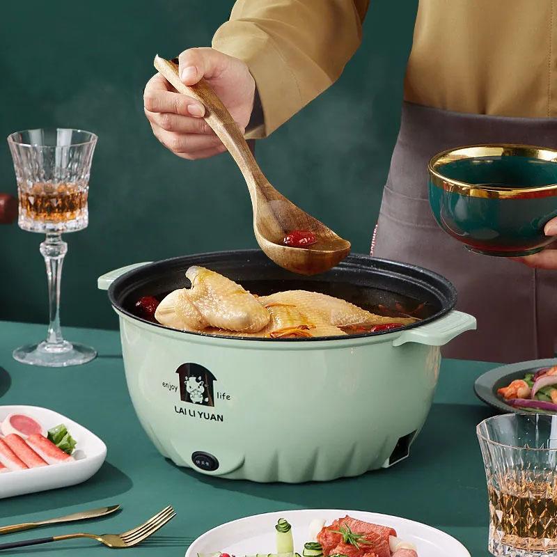 Multifunctional Non-stick Electric Frying Pan Electric Heating Pot Electric Skillet Electric Cooker Household Cooking Integrated Pot with Steamer