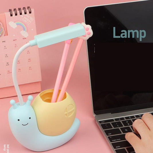 LED Desk Lamp Eye Protection Study Dormitory Cute Cartoon Snail Rechargeable USB Reading Bedroom Bedside Night Light