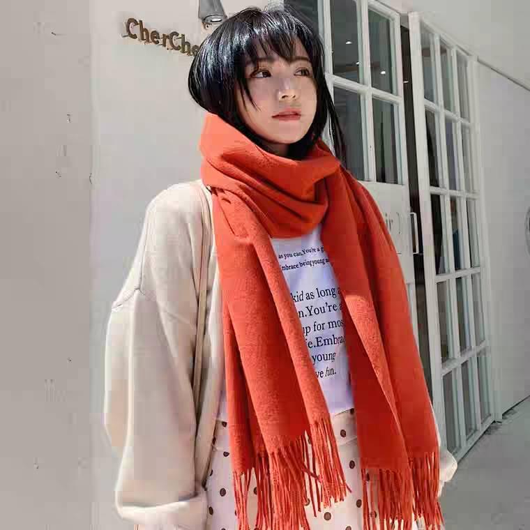 Solid Color Cashmere Scarves with Tassel Soft Warm Lady Girls Wraps Long Female Shawl Men Scarf