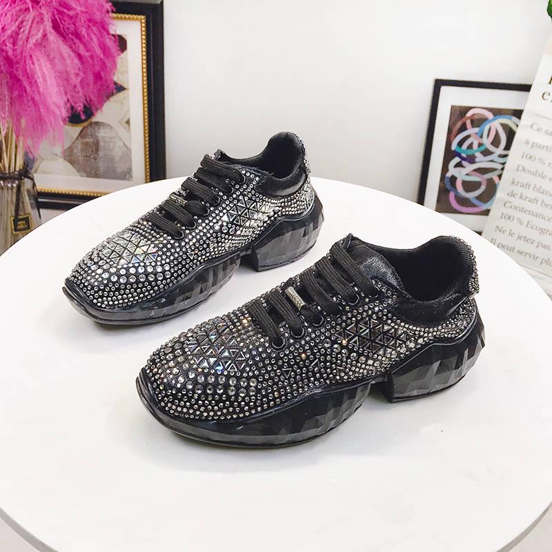 Rhinestone Old Shoes Women's Net Red Sneakers Crystal Thick-soled Increase Ins Tide Shoes