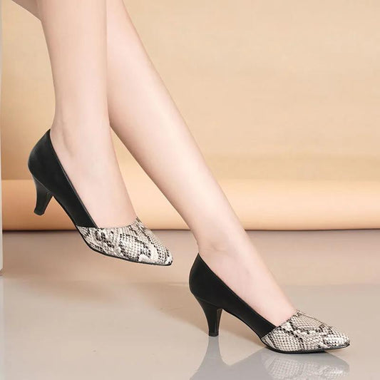 Spring Women's Stiletto Mid-heel Pointed Toe Work Women's Shoes All-match Women's Shoes