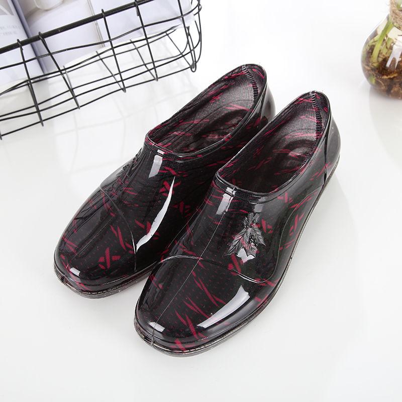 Good Quality Wear-resistant Low-cut Women's Rain Boots Plus Velvet Water Shoes Shallow Mouth Waterproof Non-slip Kitchen Work Rubber Shoes