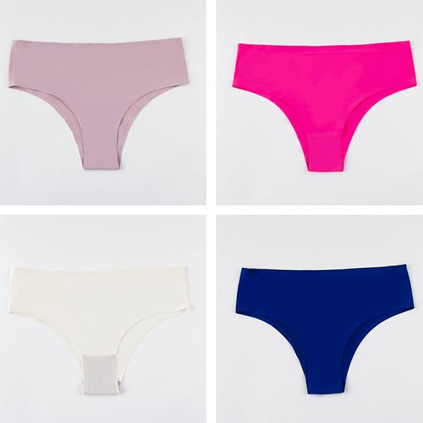 4Pcs/Set Plus Size Women's Panties Seamless Sports Underpants Solid Color Fitness Thong Low Waist T-pants