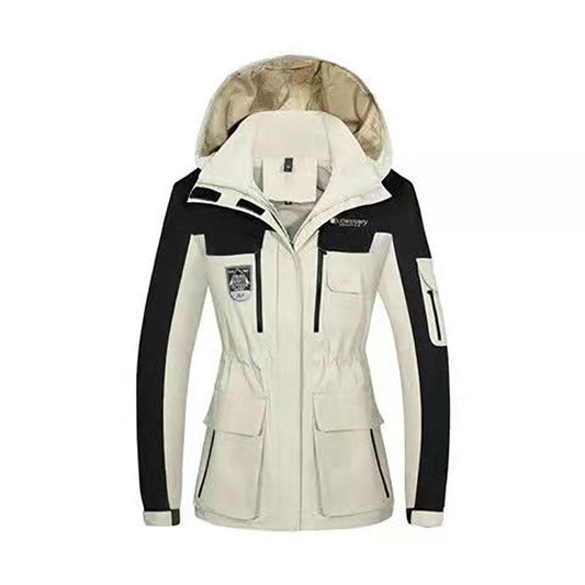 90Kg Can Wear Windproof, Waterproof and Warm Autumn and Winter Two-in-one Detachable Two-piece Outdoor Mountaineering and Skiing Female Jacket