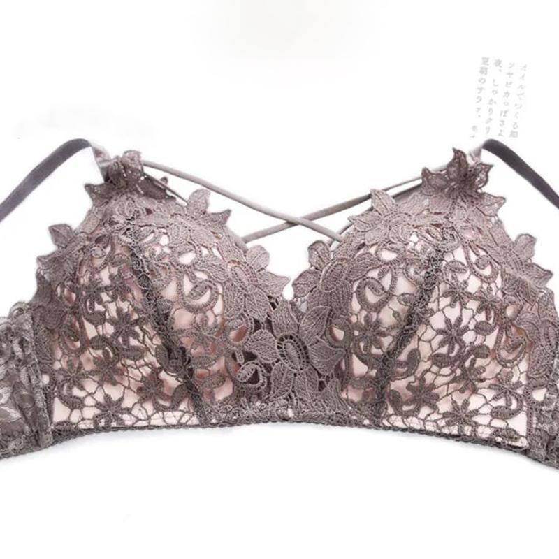 Sexy Thin Bra Size Chest Gathered Lace Embroidery No Steel Ring Beautiful Breast Underwear Bra Sexy Lace Ladies Underwear