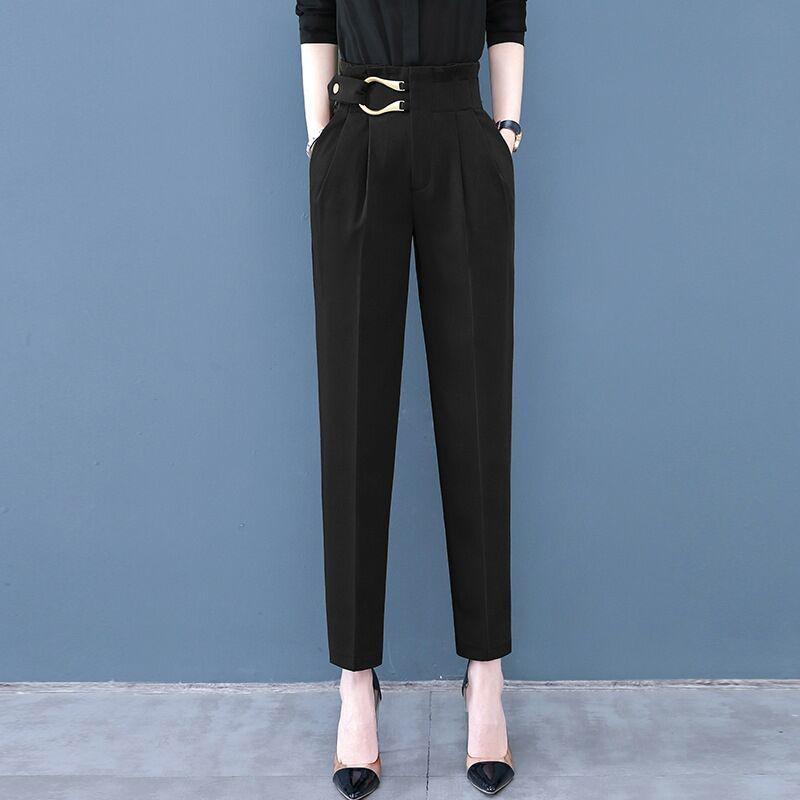 WTEMPO Office High Waist Suit Pants Solid Color  Casual Elegant Daily Women's