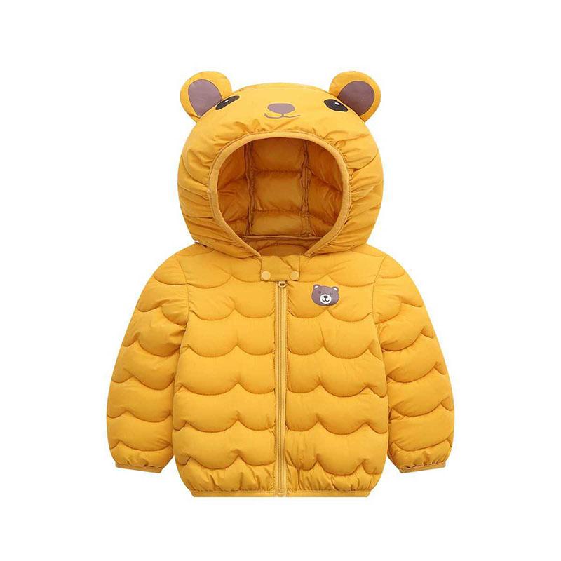 Children's Down Padded Jacket Boys and Girls Padded Jacket Autumn and Winter Hooded Down Jacket Bear Print Cotton Jacket