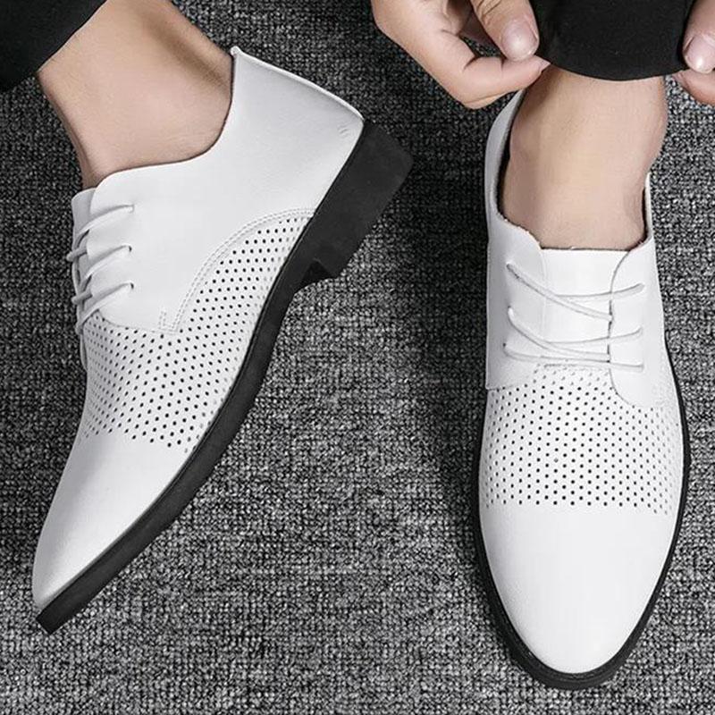 Business Sneakers Men's Pointed Leather Shoes Casual Breathable Sandals Lazy Shoes Soft Leather Soft Sole Breathable Shoes