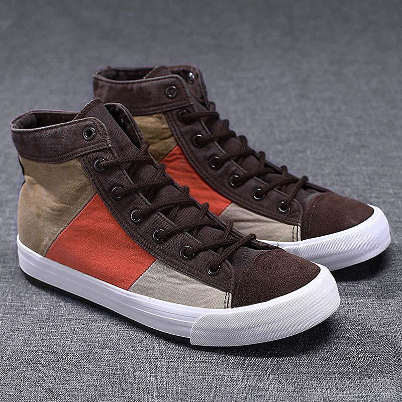 Plus Size 39-44 Summer Men Canvas Sneakers Comfortable Running Basketball Shoes Breathable Shockproof Non-slip Colorblock Shoes