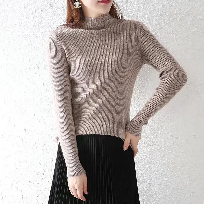 Winter Sweater Women Turtleneck Pullover Sweaters Solid Long Sleeve Slim Basic Tops Lady Knitted Jumper