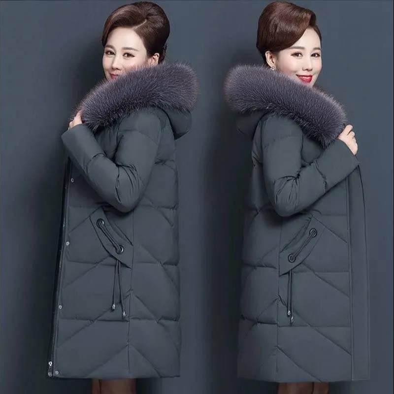 Mid-length Cotton-padded Jacket Women's Padded Jacket Mother Middle-aged and Elderly Large Size Autumn and Winter Jacket Loose and Thick