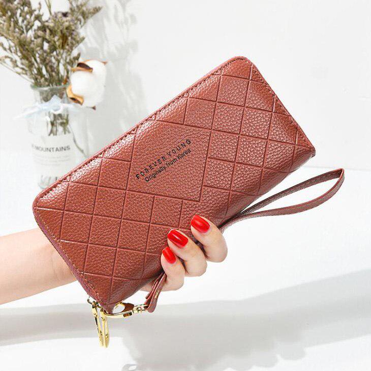 Double Zipper Women Wallets Lady Wristlet Handbags Purses Cards Holder Woman Long Wallet Coin Purse