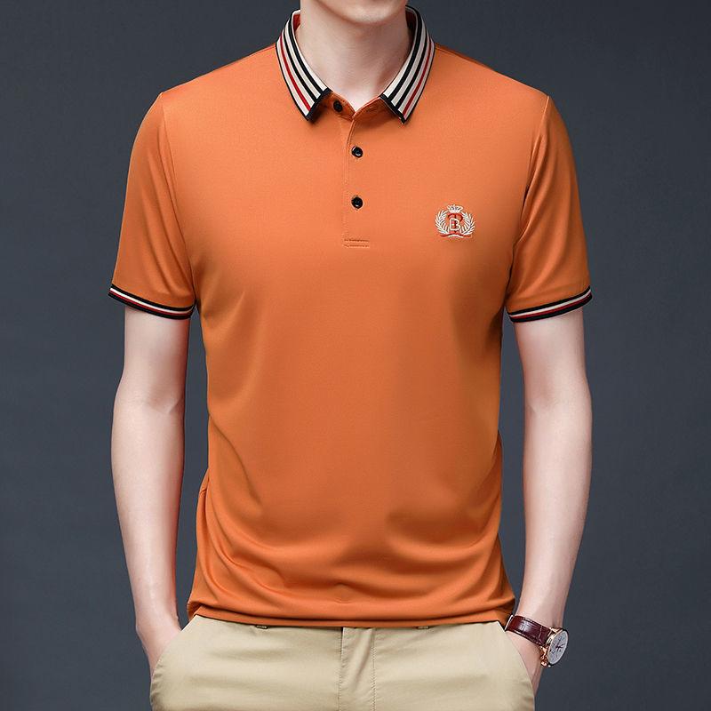 Short-sleeved T-shirt Summer Men's Shirt Lapel Young and Middle-aged Embroidery Top Casual Fashion Trend