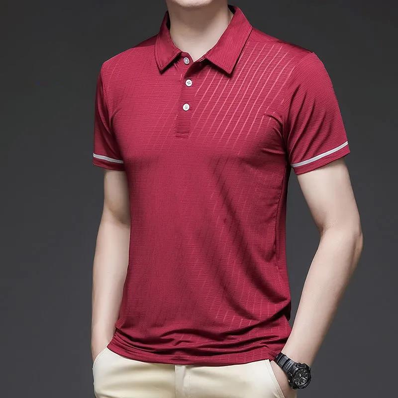 Ice Silk Summer Breathable Top Men's Business Casual Business Travel Quick-drying Short-sleeved T-shirt