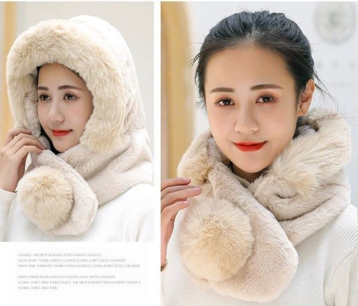 Plush Hat Winter Ladies Korean Version of The Rex Rabbit Fur Winter Outdoor Thickening Warm and Cold-proof Knitted Hat