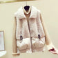 Winter New Lapel Faux Lamb Hair Vest Women Short Loose Stitching Down Cotton Jacket Waistcoat Waistcoat Warm Jacket