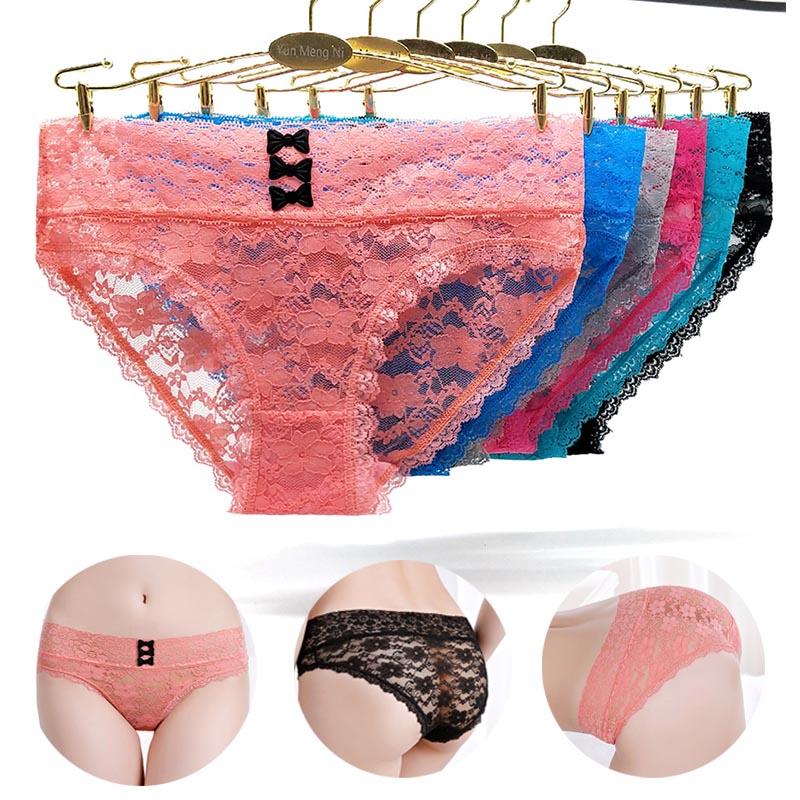 6/pcs Sexy Lace Ladies Briefs Sexy Transparent Women's Panties