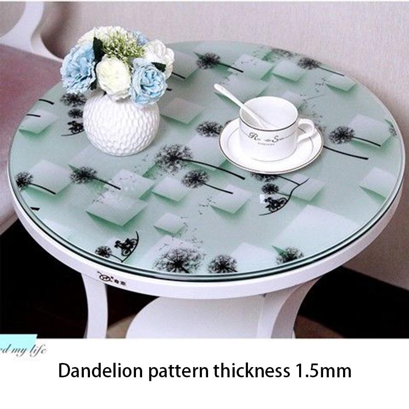 1.5mm Thick Soft Glass Round Table Mat Waterproof and Oil-proof Disposable Tablecloth Insulation Tablecloth PVC Dining Table and Coffee Table Mat