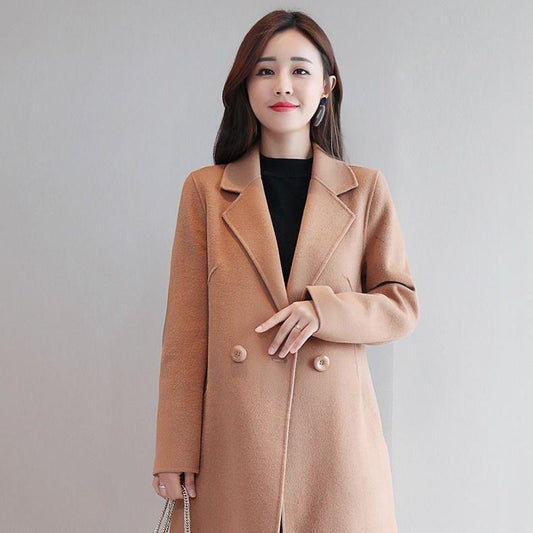 2019 Women Coat Outerwear Winter Clothing Fashion Warm Woolen Blends Female Elegant Woolen Coat