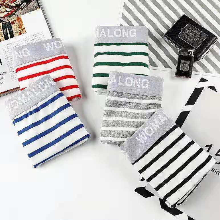 4 Pieces of Men's Underwear Boxer Shorts Youth Underwear Striped Boys Fashion Sexy Plus Size Striped panties