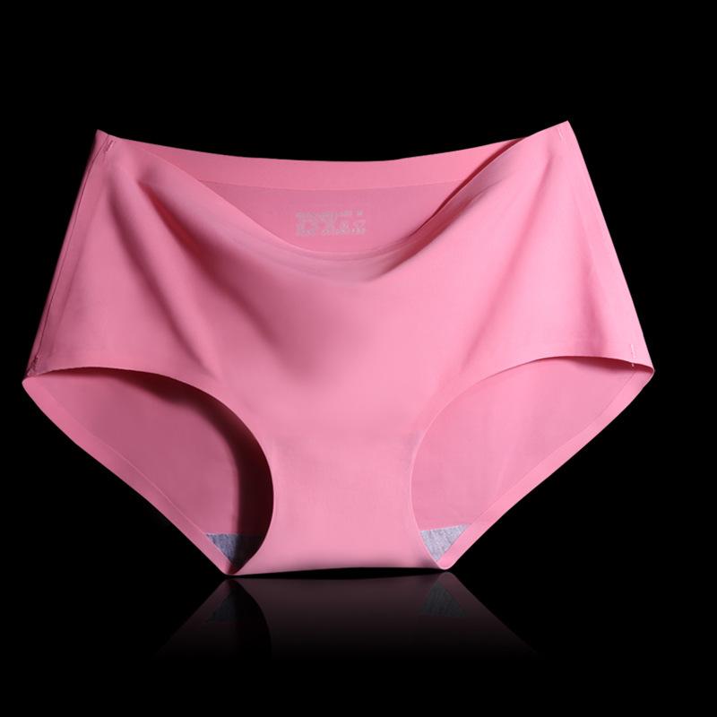 4Pcs/Set Ice Silk Seamless Underpants Women's Mid-waist Large Size Solid Color Thin Soft Briefs