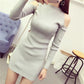 Spring Autumn Women's Knitted Pullover Sweater Sexy  Off-shoulder Long Sleeve Knit Dress Women's Mid-length Bag Hip Base Bodycon Sweater Dress