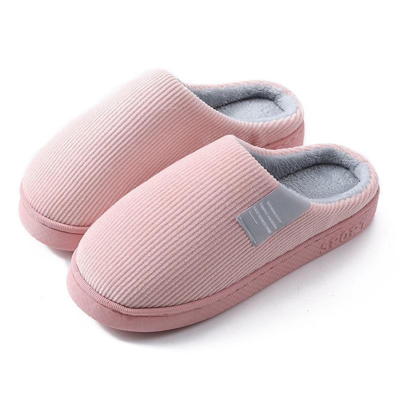 Women Autumn and Winter Cotton Slippers Indoor Non-slip Soft Bottom Warmth Month Shoes Simple Plush Half-pack with Floor Mop