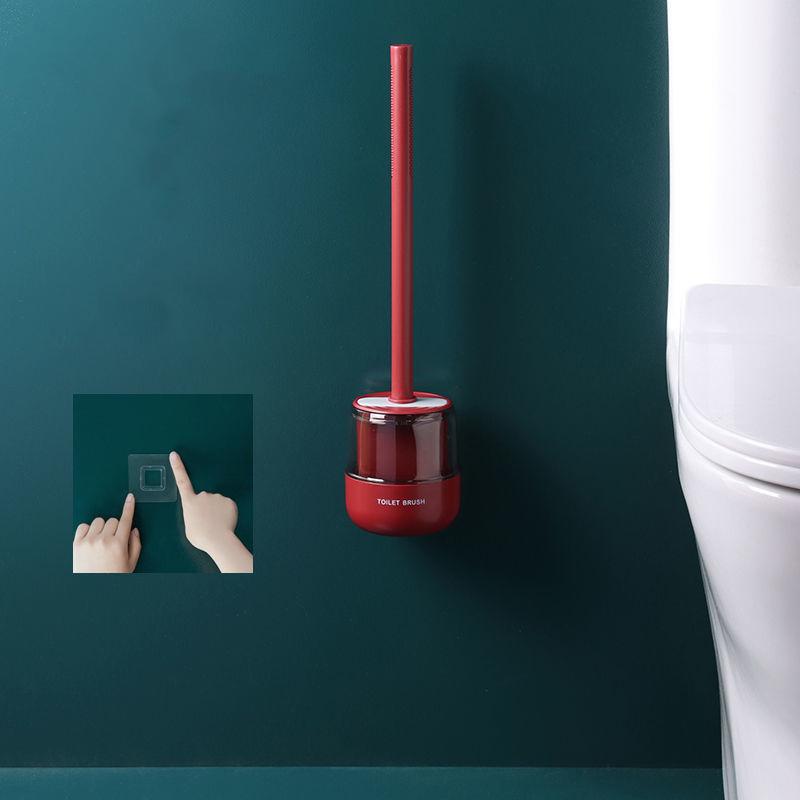 Toilet Brush Household No Dead Corners To Wash The Toilet Artifact Wall-mounted Free Punch Toilet Long-handled Silicone Cleaning Brush